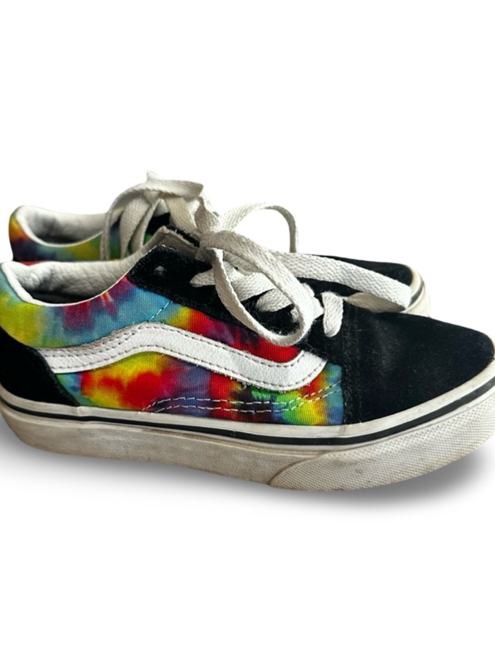 Vans Kids Black & Multicolor Tie-Dye Low Top Sneakers | Size 12